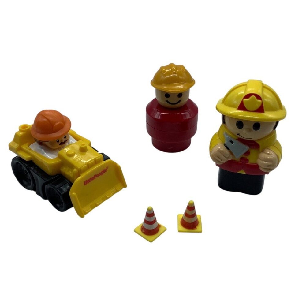 Fisher-Price Mega Bloks Construction Worker Little People‎ Fireman Bulldozer Lot